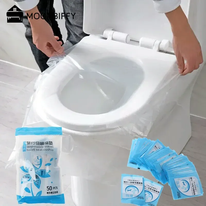 Coperture 30/50 pezzi portatile per gabinetto monouso per bagno degradabile per bagno in bagno nel set di servizi igienici da bagno in campeggio turistico