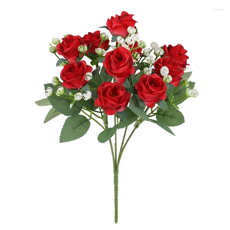 Flores decorativas 1 Bunco simulado Rosa Layout Decor de Layout Dinning Tabel Decor Bouquet Flor Artificial Flower Props Bud Bud