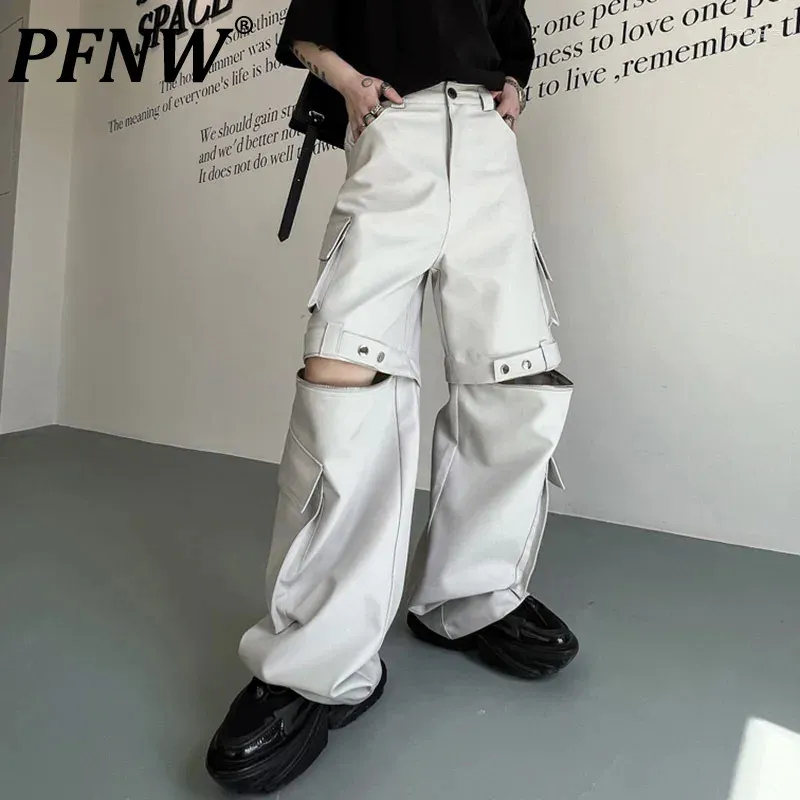 Pantaloni da uomo pfnw 2024 uomini eleganti estivi cargo giunti pantaloni larghi con certifica multipli multipoccia