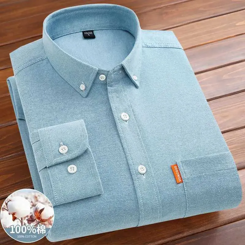 Herren-Hemd-Hemden Herrenhemd Langschlafen 100% Baumwolle Frühling/Sommer Oxford gewebt Nicht-Ing-Anti-Falten-Business Casual High Quality D240507