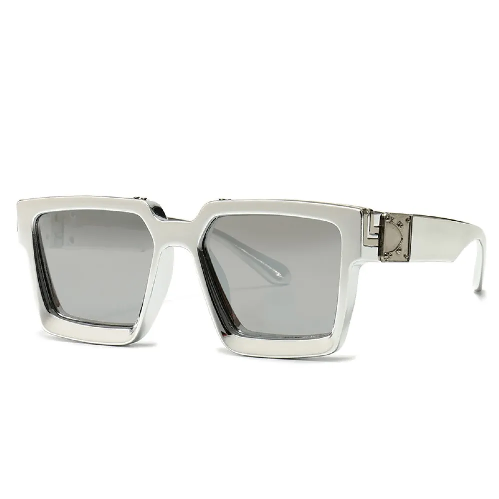 2021 Модельер негабаритные квадратные солнцезащитные очки мужчины женщины винтажный щит металлические солнцезащитные очки для мужчин UV400 201r