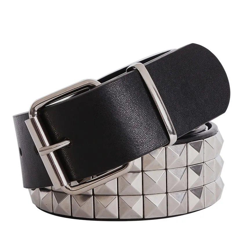 Belta per rivettamento della moda piramidica lucida con cintura a cinghia con borchie punk con fibbia per perno T200113 204m