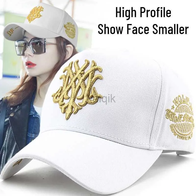 Ball Caps High Crown Structured Baseball Cap for Women Men Sun Golf Hat Big Hoofd groot formaat sporthoed borduurwerk totem modeontwerp D240507