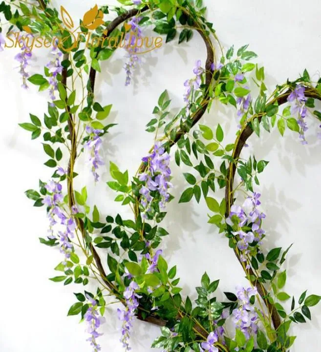 5st Long 2m 787 tum High Artificial Flowers Wisteria Flower Vine Rattan Dekorativa Silk Flowers Home Wedding7949957