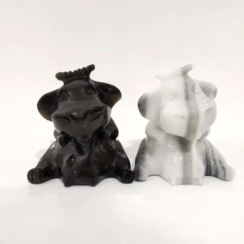 Figurines décoratives Crystal Natural Cristal Crafts Dairy Cow Shape sculpt for Home Decoration LJ