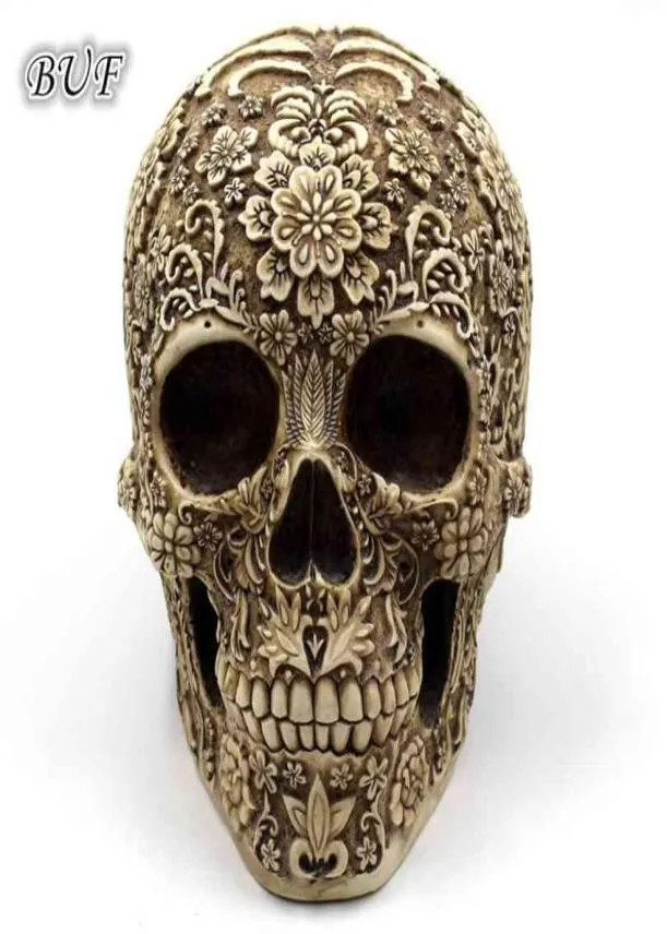 Buf Modern Resin Statue Retro Skull Decor Home Decoration Ornements Creative Art Sculptures Sculptures Modèles Cadeaux Halloween 2108277394742