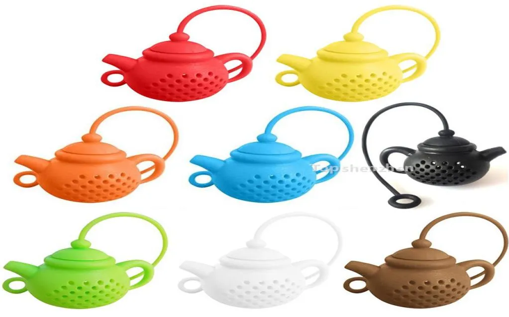 Kreative Werkzeuge Teekannenform Silikontee -Infuser -Sieb Filter mit Griff sicheres lose Blatt wiederverwendbare Teas -Taschen Diffusor Teebühne A1000087