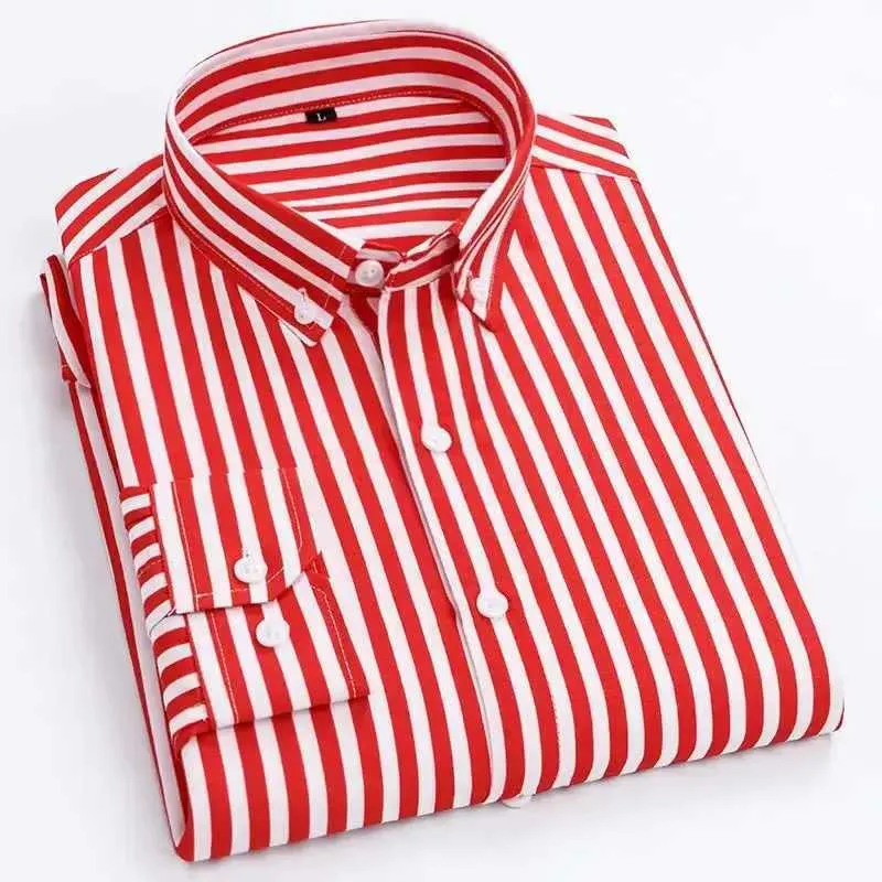 YRBVメンズドレスシャツメンズストライプシャツ長いプリントシャツオールマッチスリムフィットファッション韓国以外のビジネスドレスシャツD240507