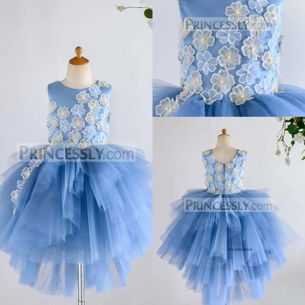 Modeste robe de bal fille spaghetti sans manches tulle en dentelle de dentelle de fleur de fleur robe de mariée