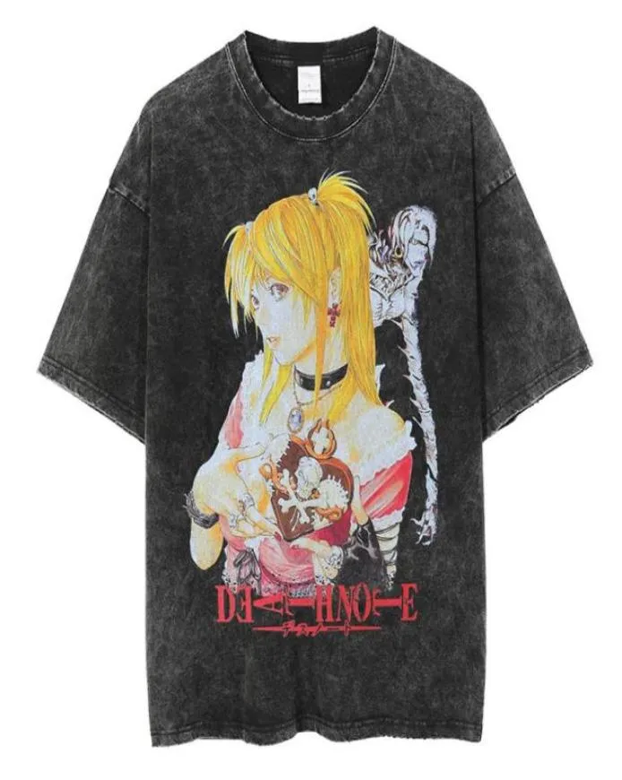 Men039s Tshirts Gothic Streetwear Hip Hop Surdimension T-shirt Anime Girl imprimé Tops japonais 2022 Harajuku Vintage Washed Shor5402588