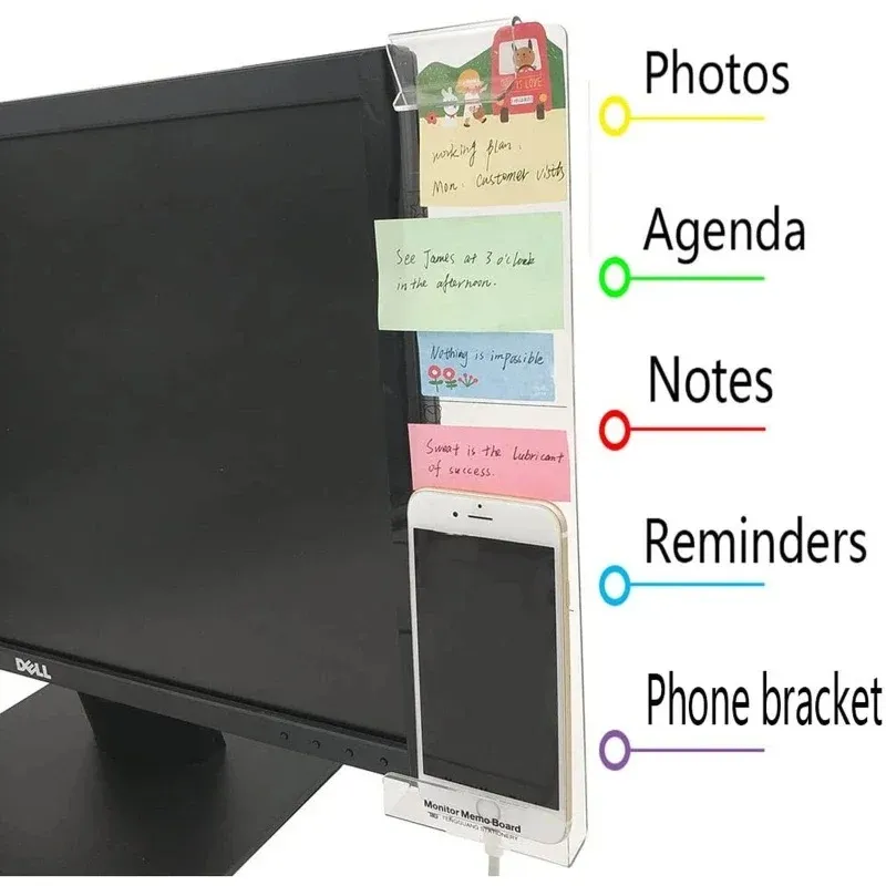 Mobiele telefoonhouders monitor memo memo bord sticky notes tabblad scherm computer monitoren zijkant paneel planner telefoonstands