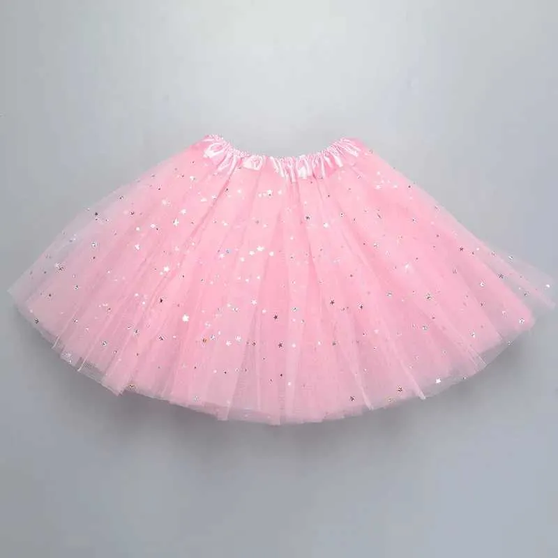 tutu vestito di moda per bambini mesh miniskirts ragazze principessa star star glitter danza balletto tutu sequestro di paillettes galza foldas gonna elastica abiti elastici d240507