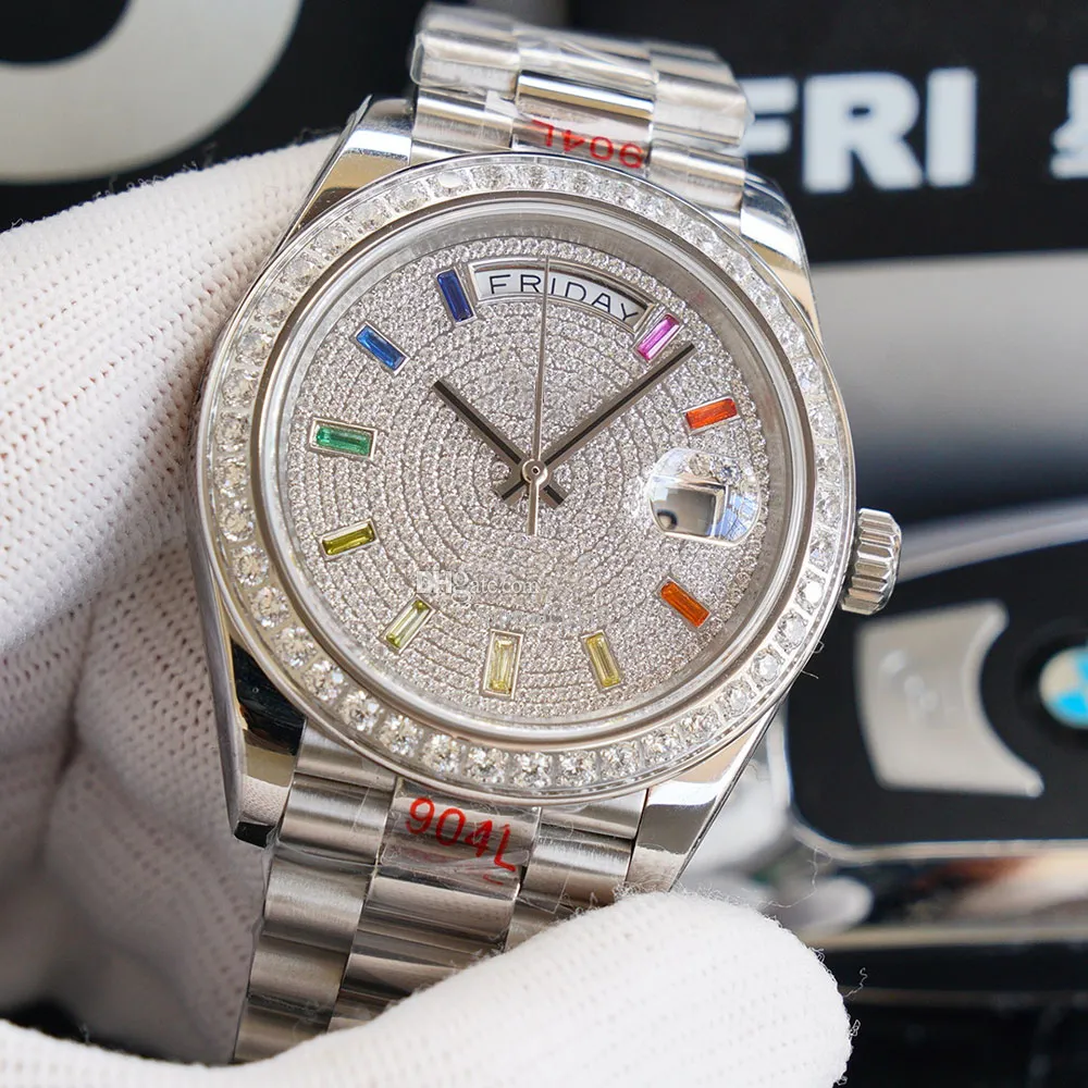 Mens Classic Sports Style Watches 40mm Hassas Çelik Bant Elmas Tasarımcı Kol saati Yüksek kaliteli gündelik kol saatleri