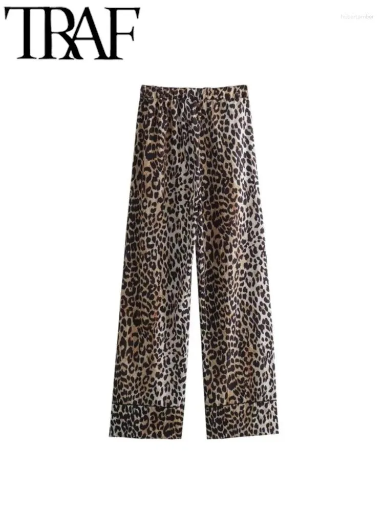 Pantalon féminin Gal 2024 Summer Leopard Imprimé Femmes Ligne élastique Élastique haute taille Pantalon pantalon en liberté Y2K