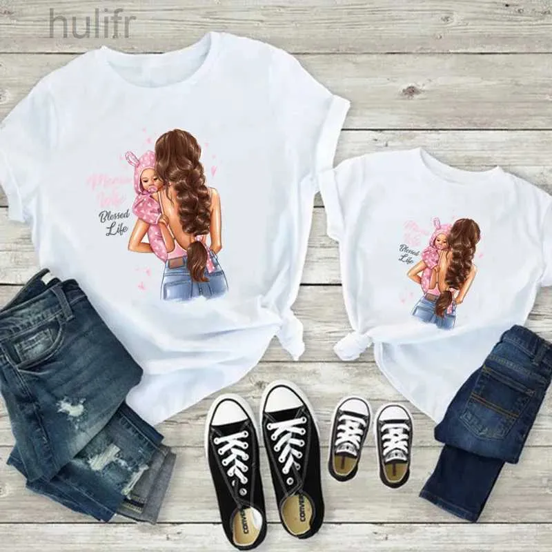 Familie matching outfits schattige moeder kinderen familie matching outfits zomer moeder dochter matching kleding mama baby meisje kleren d240507