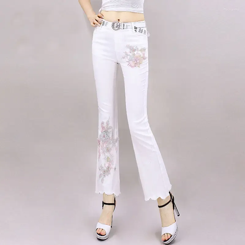 Office jeans femminile Lady Casual Women White Flare Spring Summer Fashi