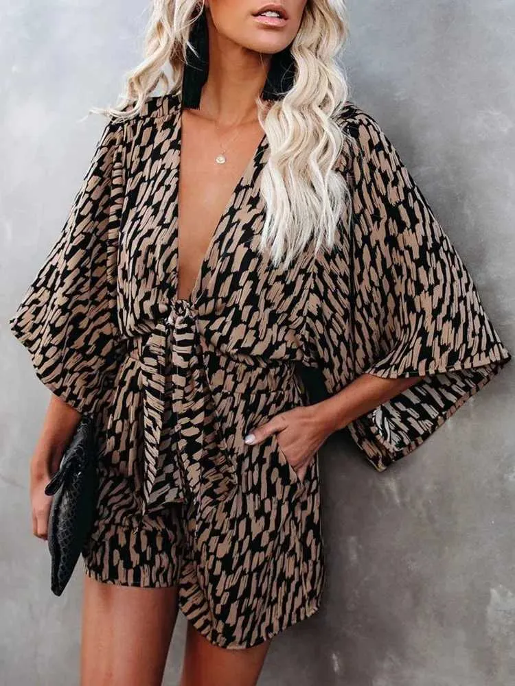 Vestidos casuales básicos 2024 sexy leopardo estampado bowknot tromp de pierna ancha mujeres mujeres holgazanes de verano
