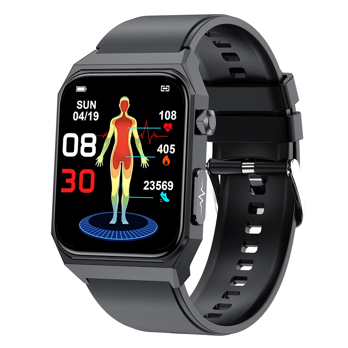 E530 EKG Smart Watch Bluetooth Call Health Monitor Männer Frauen Fitness Armband Digitale Uhr mit 1,91 'vollem Touchscreen Herzfrequenz Blutdruck Sauerstoffzuckermaß