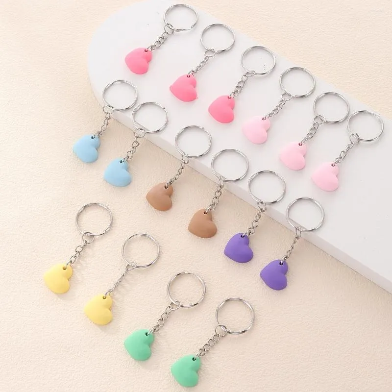 Keychains 16pcs Candy Color Love Heart Pingente Chain Chain Chain Corean Version Af The Feminino Fashion Cute Bag Acessórios Presentes do Dia dos Namorados