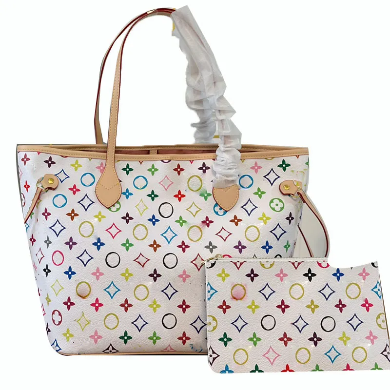24SS Women Totes Bags Leather Colorful Flower Bag Handbag Luxurys Shouder Crossbody Messenger Ladies Travel Handbags pouch purse 33cm