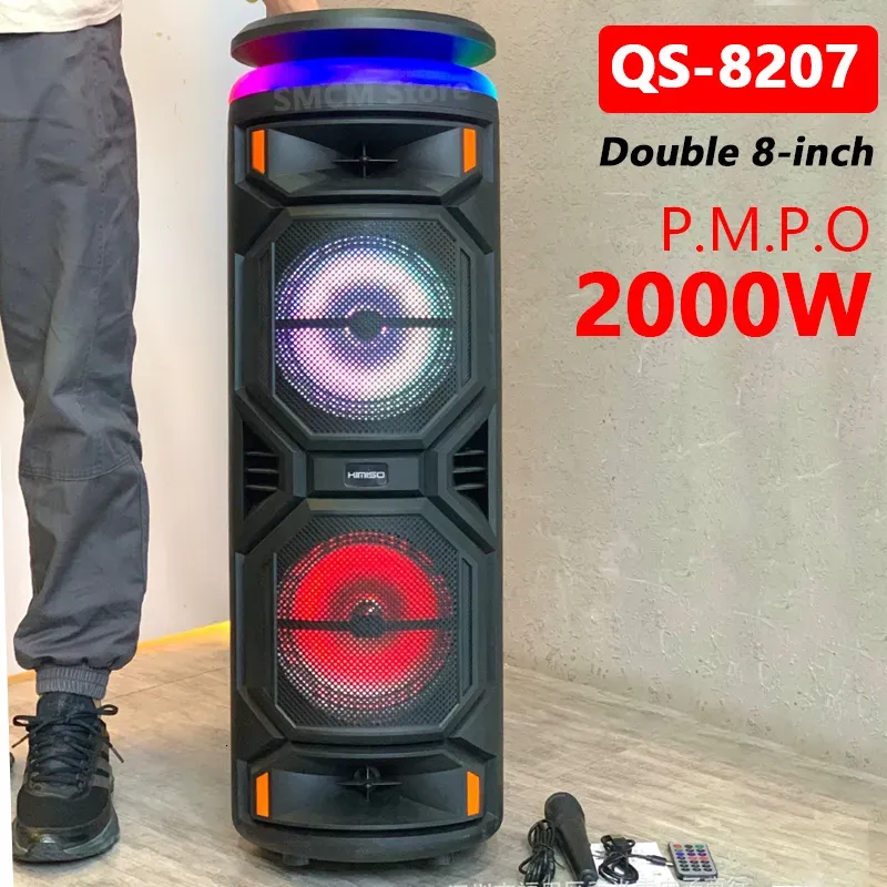 Alto -falantes SERS portátil 2000W Power 8 polegadas Bluetooth Ser DJ Party Karaoke System Outdoor Subwoofer Box com luz LED FM 23090