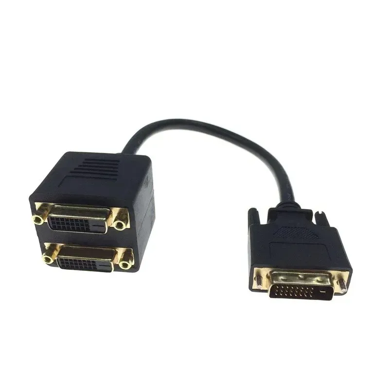 2024 1x2 DVI Splitter Adapter Cable 1-DVI Male To DVI24+1 Female 24K Gold Connector for HD1080P HDTV Projector PC Laptop for DVI Splitter