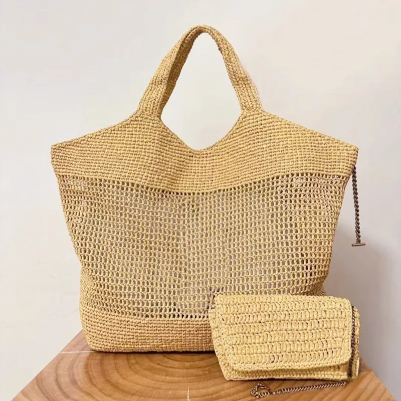 Icare Maxi Designer Bag Raffias Luxury Tote Bag High Quality Hand-Embroidered Weaving Straw Bag Beach Bag Large Capacity Totes Shoulder Shopping Bags