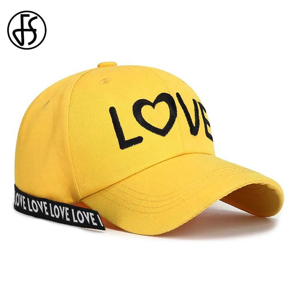 Ball Caps fs TRENDY LOVE BRODE COURTE COURTE COUPLE JAUNE PINK SNAPBACK HIP HOP CAPS SUMME FEMMES MEN BASEALL CAP TRACUNER BON CURMER 2024 Y240507