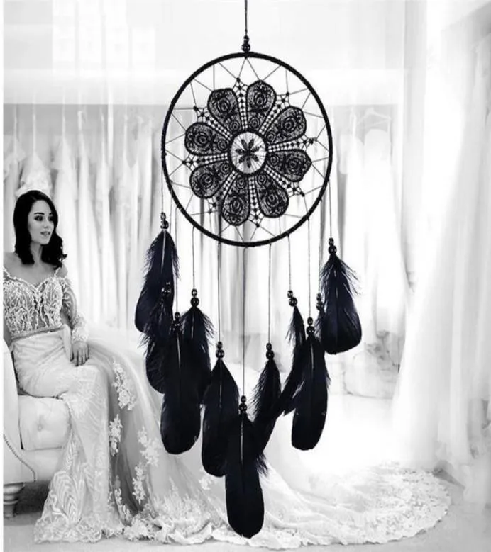 Indian Style Dreamcatcher Cristóis de vento artesanais pendurados apanhador de sonho de sonho decoração de penas de parede Ga4423056022