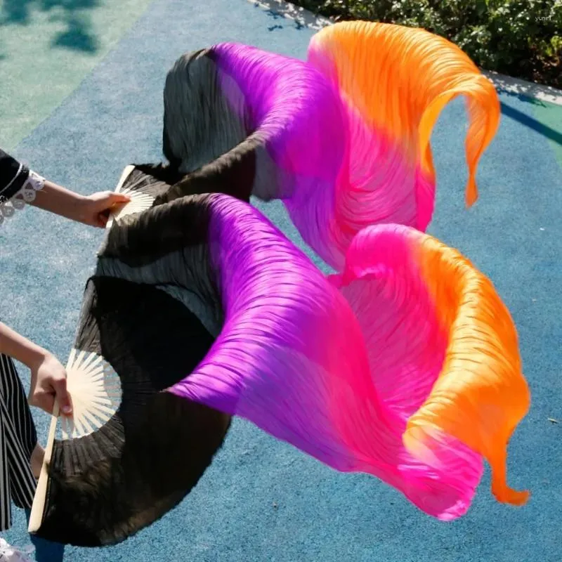 1.5m Turquoise-pink-purple Belly Dance Silk Fan Veil Colorful Silk Fan