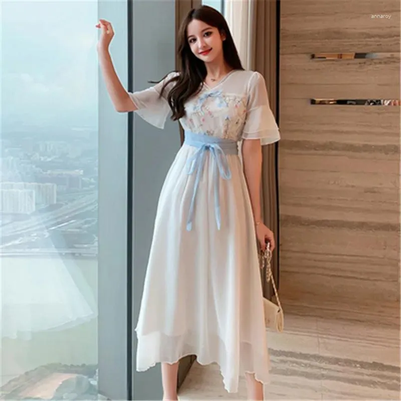V-Neck Lace-Trim Bowknot Chiffon Swing Dress for Women from Dhgate Urban  Sexy Dresses - price 50.41