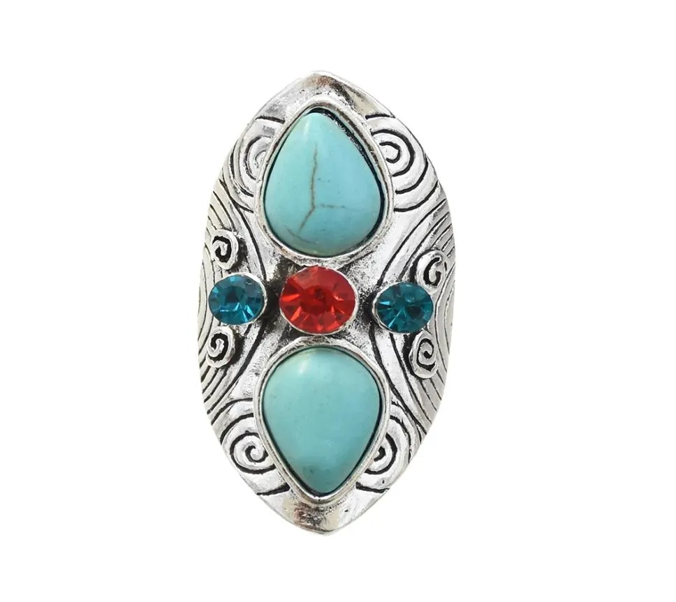 4 -stijl vintage Boheemse verzilverde vergulde turquoise ring verstelbare ring voor vrouwen feestjuwelen1218770
