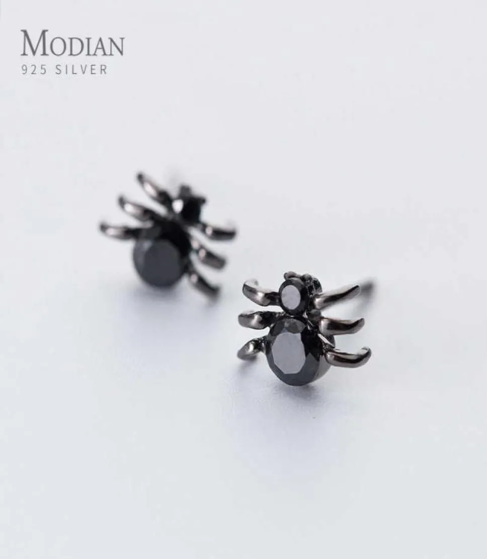 Rock Black Zircon Fashion Spider Stud Ored Oreads For Women Strads Earts Jewelry Girls Kids 925 Sterling Silver 2107071252404