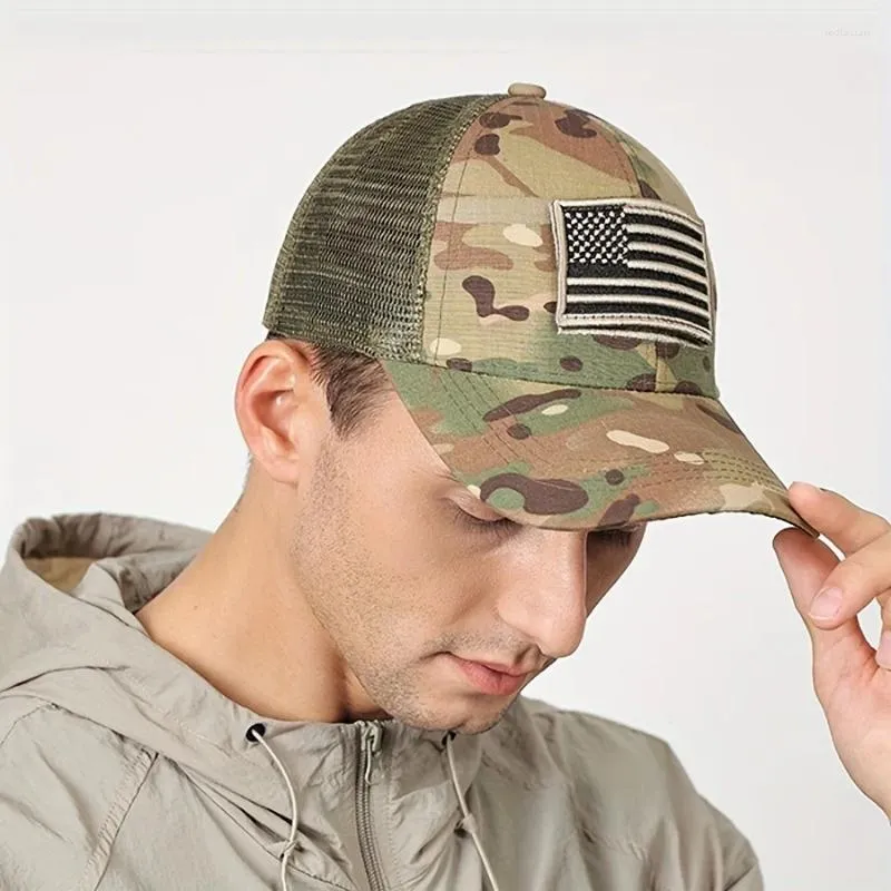 Boll Caps American Flag Hat Camouflage Baseball Cap Army Military Camo Justerbar pappa snapback utomhus trucker mesh