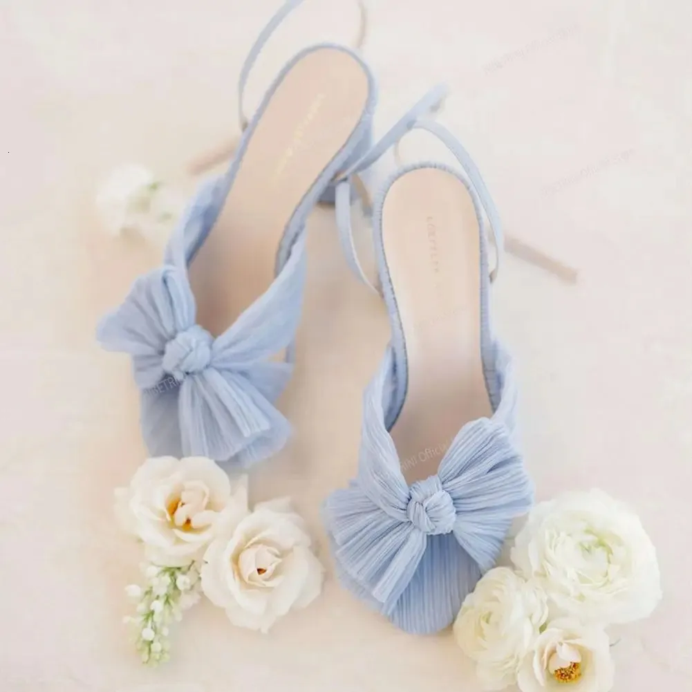 Ankle Strap Sandals For Women Bow Knot Open Toe Wedding Shoes Summer Brand Chunky Heel Elegant Luxury Comfy 240506
