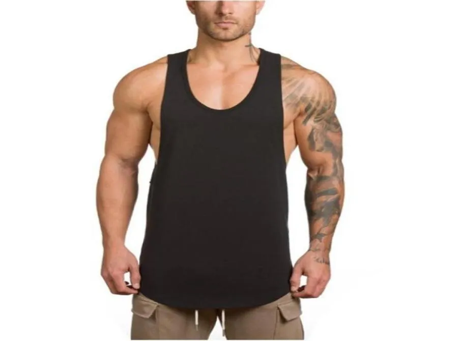 Brand Gym Vêtements Sinlet Plain Canotte Bodybuilding Stringer Top Top Men Fitness T-shirt Muscle Sans manche