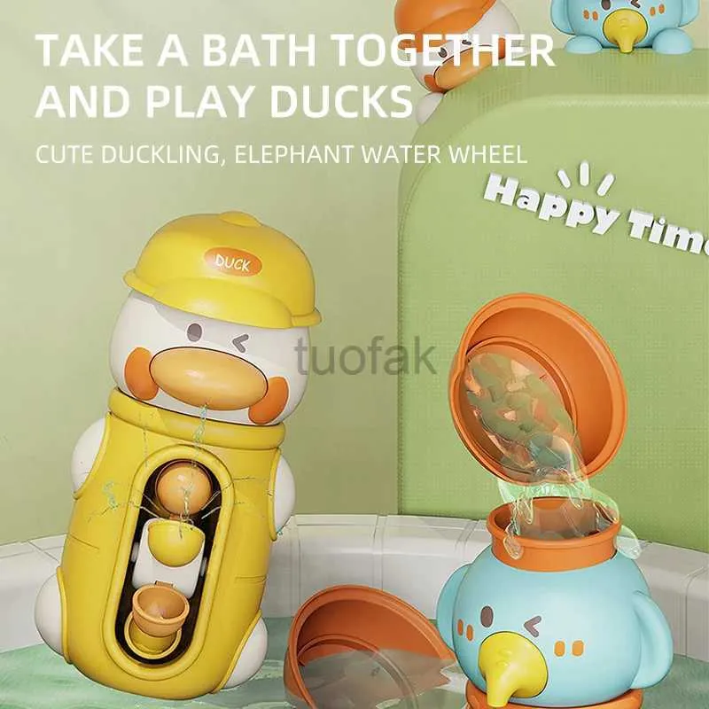 Toys de bain Baby Bathing Jouet Kids Cute Duck Penguin Egg Egg Spray rotatif Waterwheel Salle de bain Sprinkling Down Water Toys for Kids Gift D240507