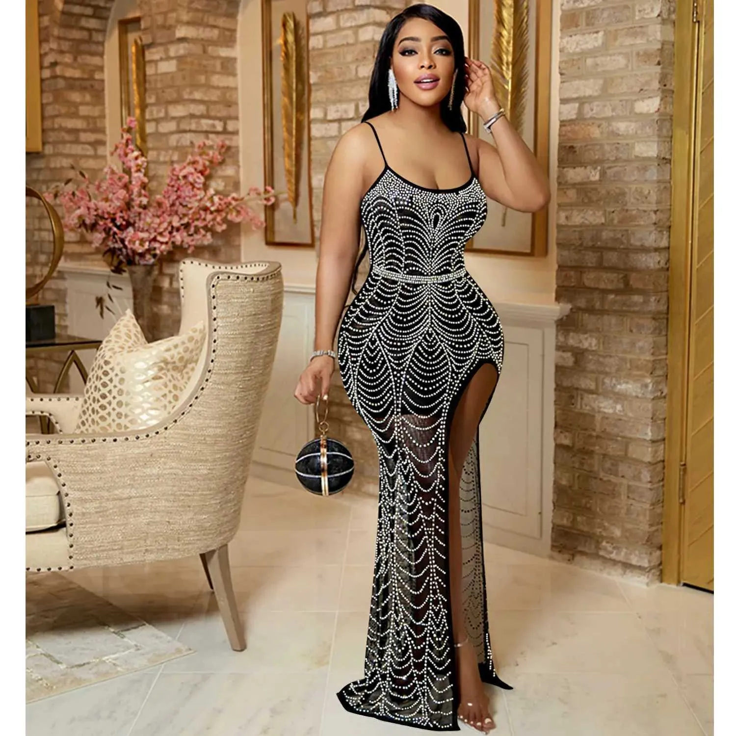 chinese dress ladies La Salle Ruched Mesh Maxi Dress Black– Selfie Leslie