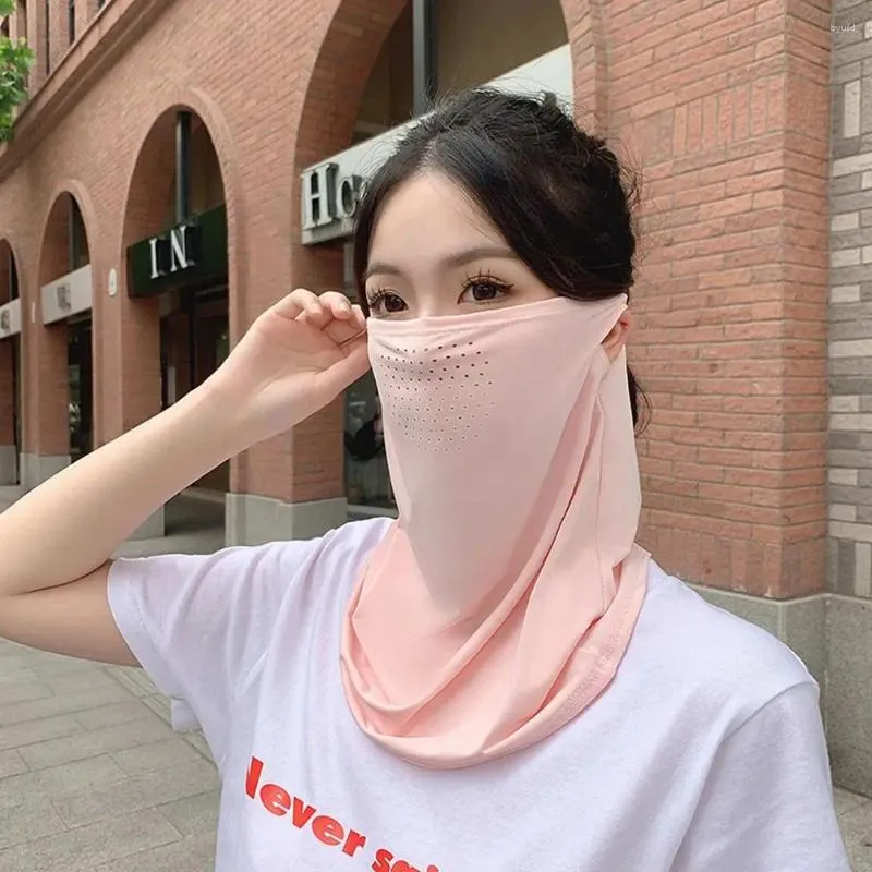 Sjaals zonbestendige slabbetje sport UV -bescherming voor vrouwen gezicht schild deksel zonnebrandcrème nek wikkel zijden masker