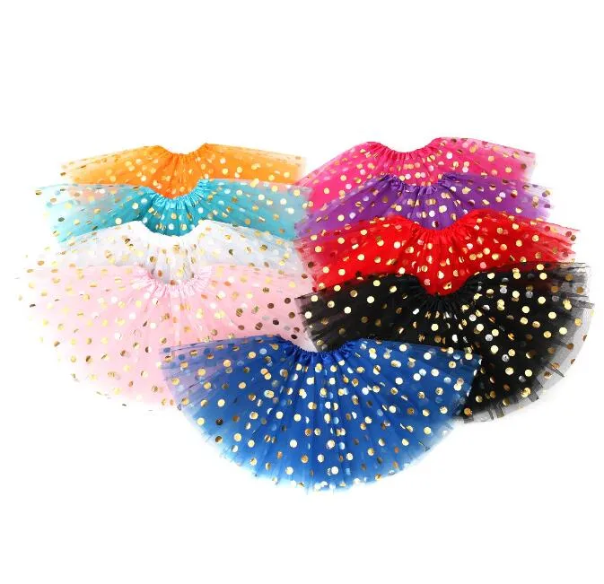 Filles bronzing dots tutu jupes enfants vêtements de créateurs de créateurs bébé jupes à pois privil