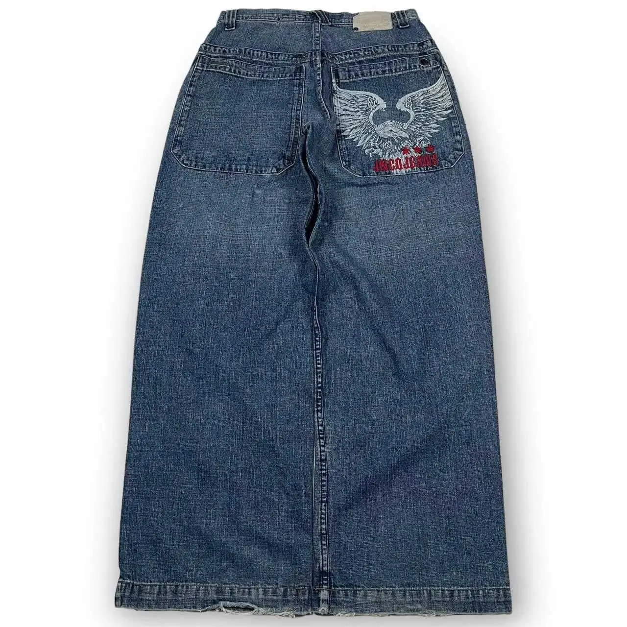 Mäns jeans streetwear jnco breda benade jeans för män y2k hiphop harajuku örn broderad vintage denim byxor casual väska hög midja byxor newl2405