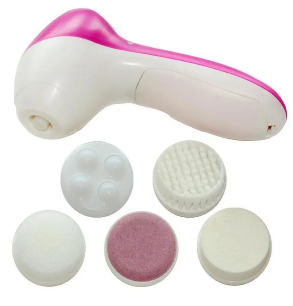 Mini Skin Beauty Massager Cepillo 5 en 1 Máquina de lavado eléctrico Facial Facial Cleaner Cuerpo Massaje ZA19114228836