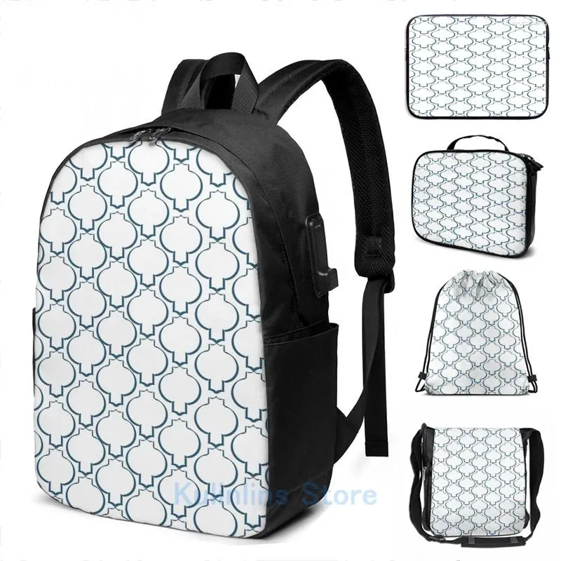 Rucksack lustiges grafisches grafisches print schallis arabesque boho stammesmuster USB -Ladung Männer Schultaschen Frauen Bag Travel Laptop