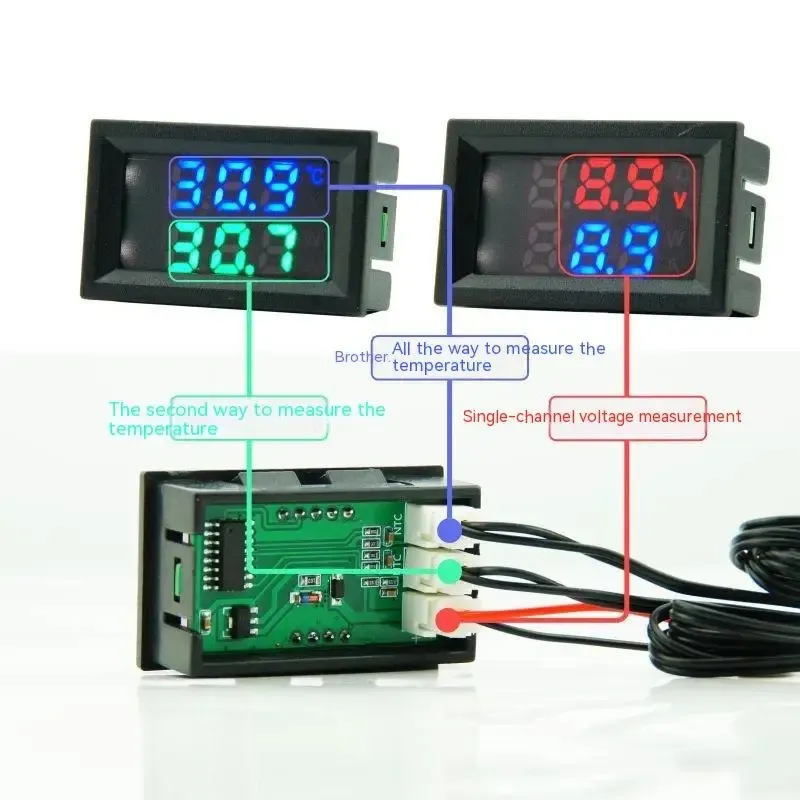 DC4-30V 100 cm digitale DC enkele voltmeter en thermometer temperatuursensor detector met NTC 10K 3950 sondetemperatuurmeter
