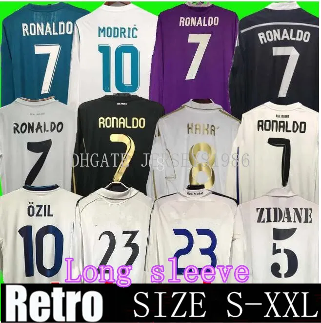 Retro Real MadridS Soccer Jersey long sleeve Football shirts GUTI Ramos SEEDORF CARLOS 10 11 12 13 14 15 16 17 RONALDO ZIDANE RAUL 00 01 02 03 04 05 06 07 finals KAKA S-XXL