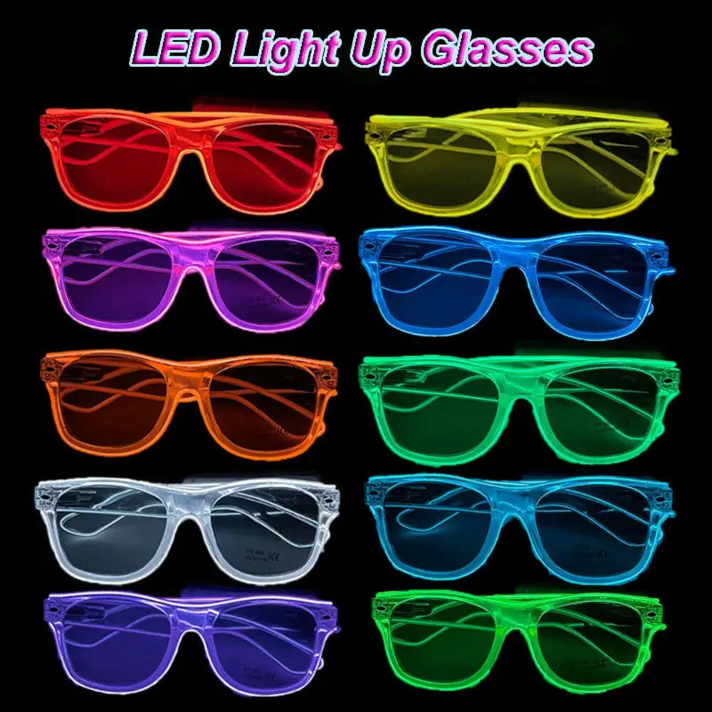 Light Luminous LED Clear Wireless Up Eyeglass Women Mens Costume Sunglasses Glow In The Dark Neon Glasses For Carnival Party