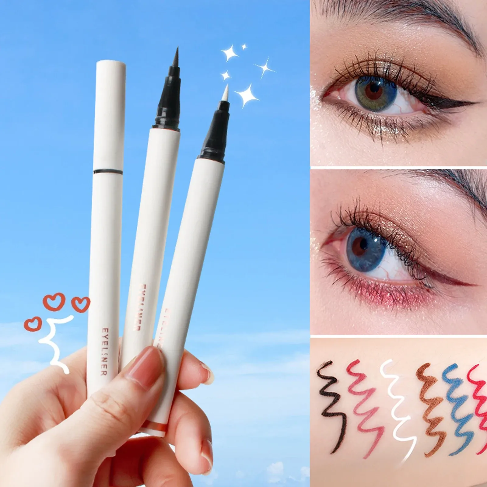 Eyeliner Eyeliner crayon liquide 6 couleurs étanche à séchage durable durable dur