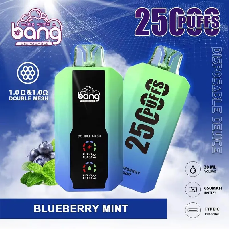 오리지널 Bang 25000 퍼프 디지털 상자 일회용 vape 듀얼 포드 25K 40ml 사전 채워진 desechable e 담배 12 맛 포드 장치