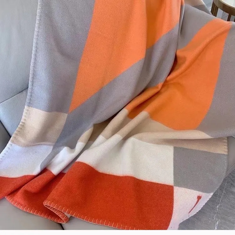 2024 neuer Designer 3Color 1500g 90%Wolle 10%Kaschmir H Orange Decke Dicke Home Sofa Gute Wachtel -Top -Selling große Größe Bitte hinterlassen Sie mir die Nachricht H Decken