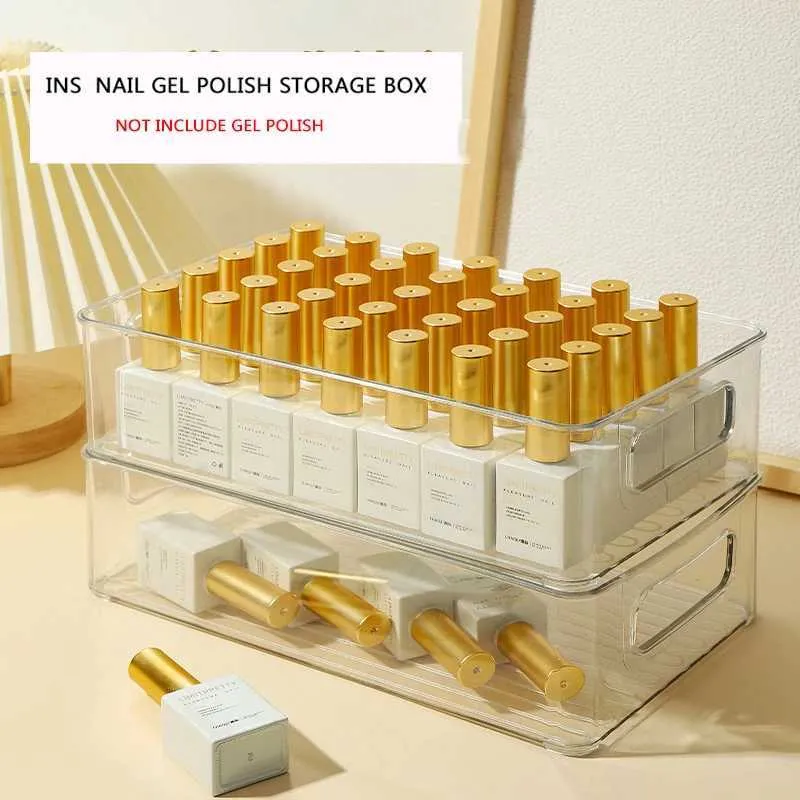 Boîtes de rangement Bacs Chunshu Boîte de rangement en acrylique Tool à ongles UV Dessin polonais Transparent Organisateur cosmétique de bureau Handle 1P Q240506